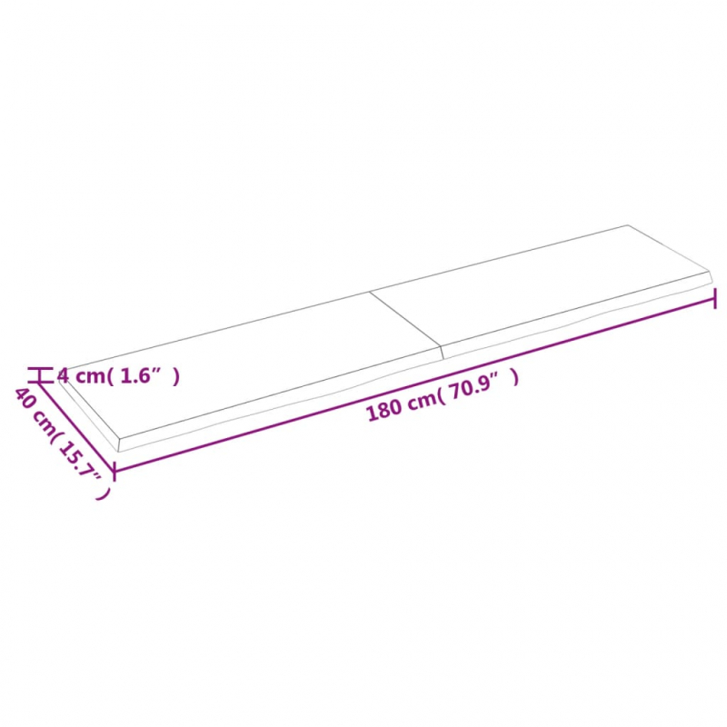 Waschtischplatte 180x40x(2-4) cm Massivholz Unbehandelt