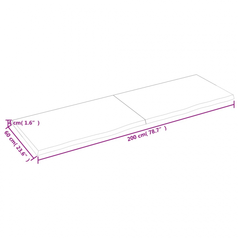 Waschtischplatte 200x60x(2-4) cm Massivholz Unbehandelt