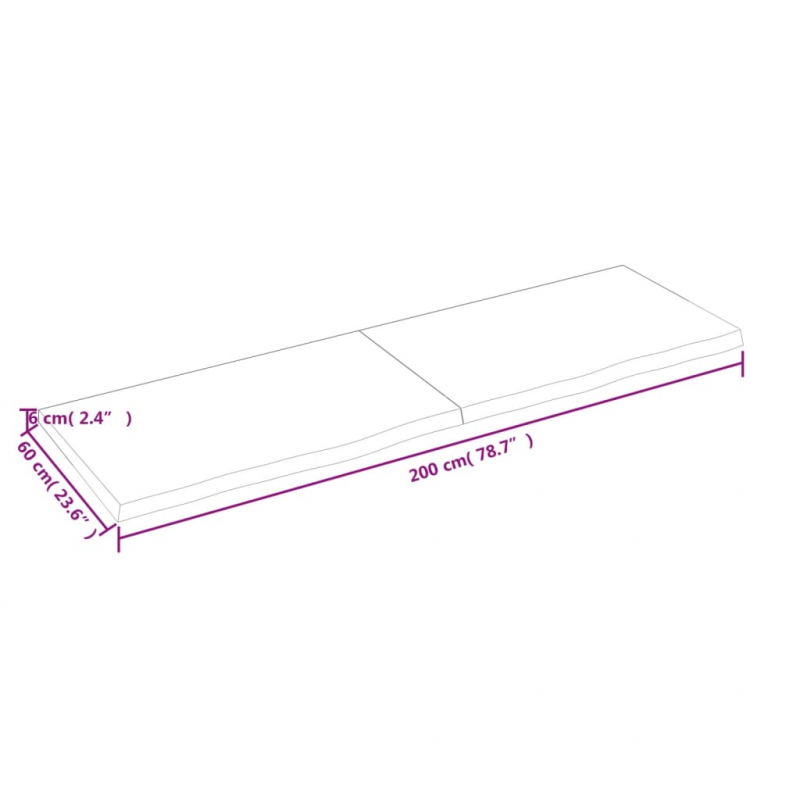 Waschtischplatte 200x60x(2-6) cm Massivholz Unbehandelt