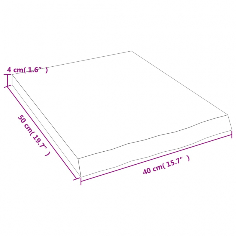 Waschtischplatte Hellbraun 40x50x(2-4) cm Massivholz Behandelt