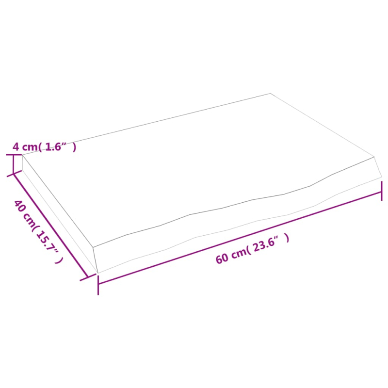 Waschtischplatte Hellbraun 60x40x(2-4) cm Massivholz Behandelt