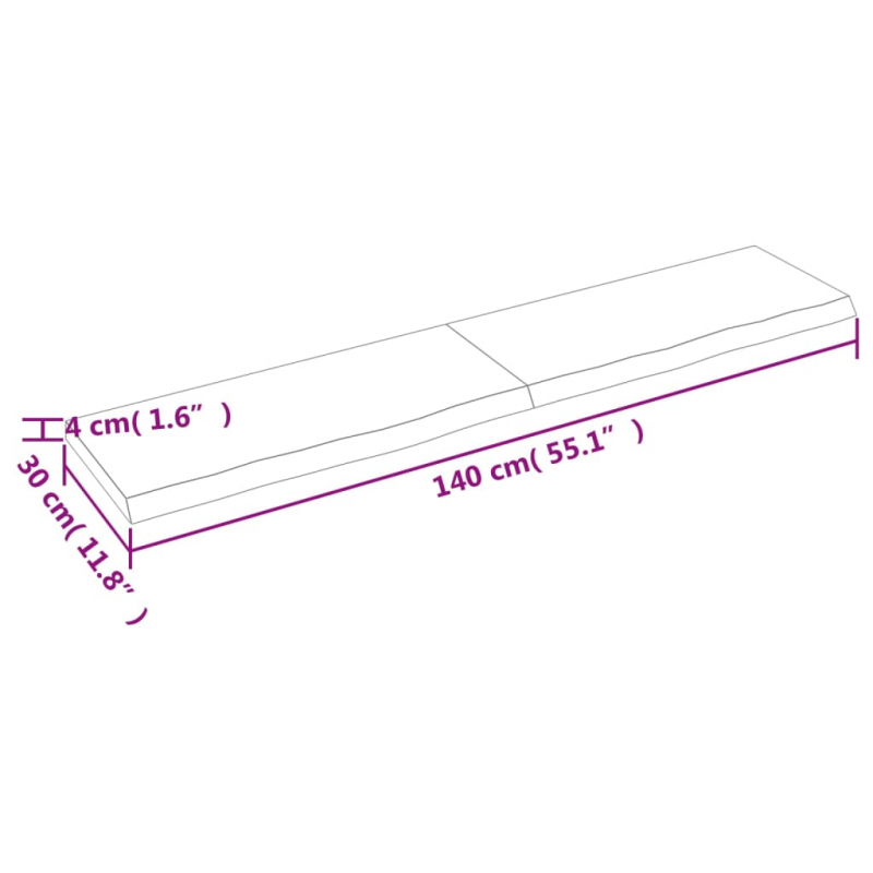 Waschtischplatte Hellbraun 140x30x(2-4) cm Massivholz Behandelt