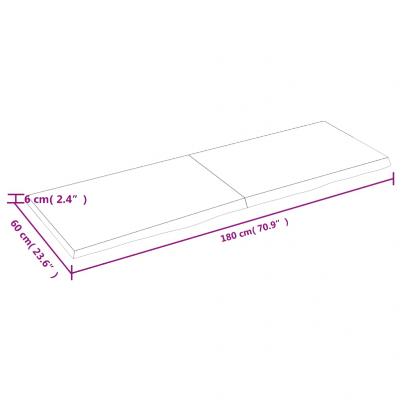 Waschtischplatte Hellbraun 180x60x(2-6) cm Massivholz Behandelt