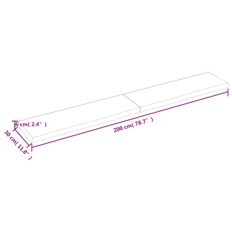 Waschtischplatte Hellbraun 200x30x(2-6) cm Massivholz Behandelt