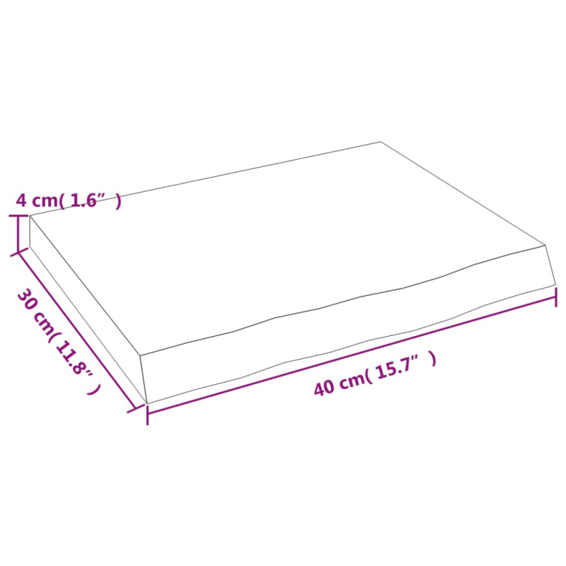 Waschtischplatte Dunkelbraun 40x30x(2-4)cm Massivholz Behandelt