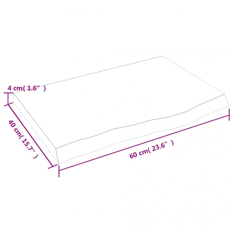 Waschtischplatte Dunkelbraun 60x40x(2-4)cm Massivholz Behandelt