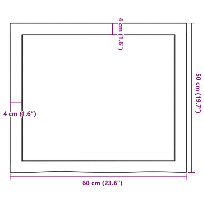 Waschtischplatte Dunkelbraun 60x50x(2-4)cm Massivholz Behandelt