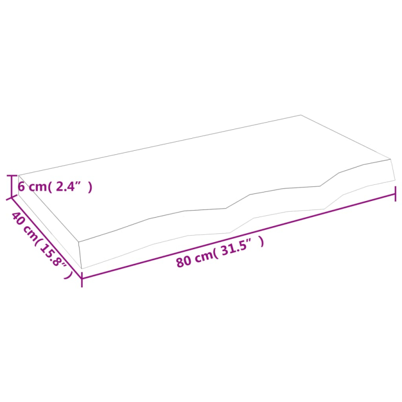 Waschtischplatte Dunkelbraun 80x40x(2-6)cm Massivholz Behandelt