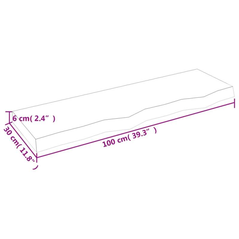 Waschtischplatte Dunkelbraun 100x30x(2-6)cm Massivholz