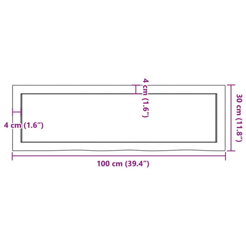 Waschtischplatte Dunkelbraun 100x30x(2-6)cm Massivholz