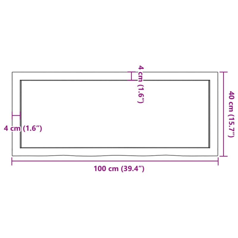 Waschtischplatte Dunkelbraun 100x40x(2-4)cm Massivholz