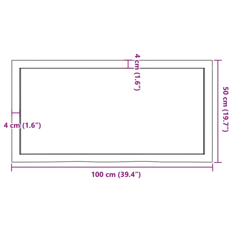 Waschtischplatte Dunkelbraun 100x50x(2-6)cm Massivholz