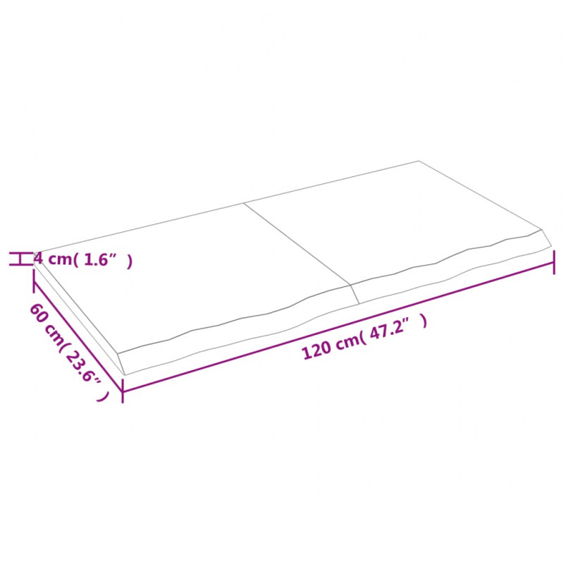 Waschtischplatte Dunkelbraun 120x60x(2-4)cm Massivholz