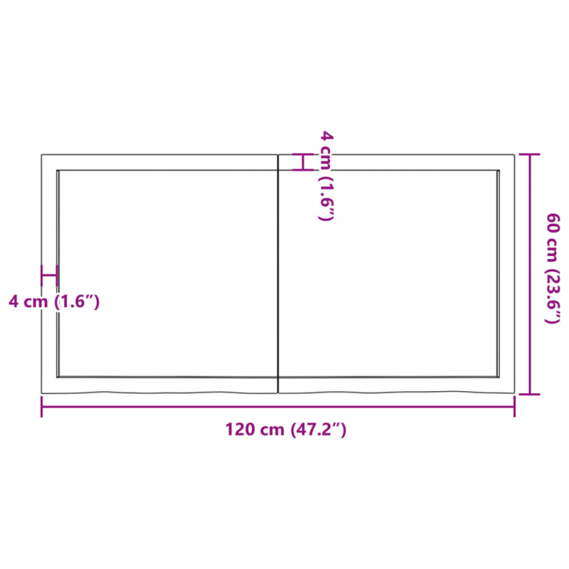 Waschtischplatte Dunkelbraun 120x60x(2-4)cm Massivholz