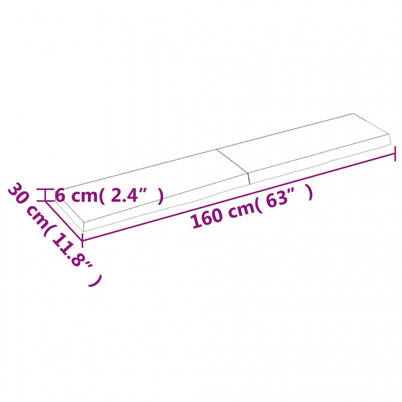 Waschtischplatte Dunkelbraun 160x30x(2-6)cm Massivholz