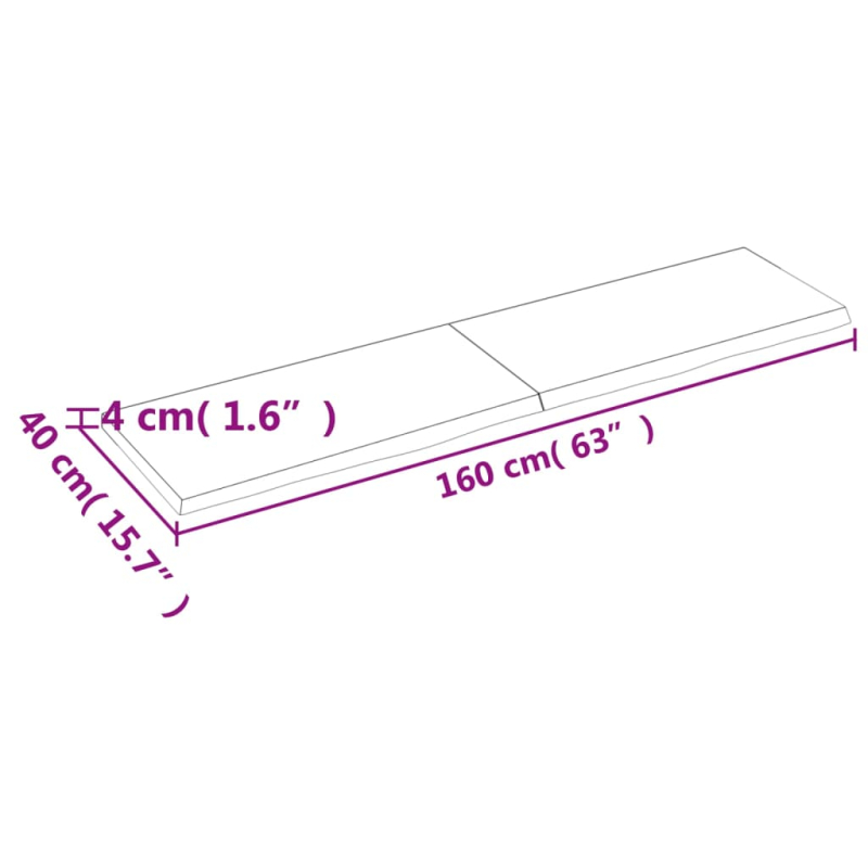 Waschtischplatte Dunkelbraun 160x40x(2-4)cm Massivholz