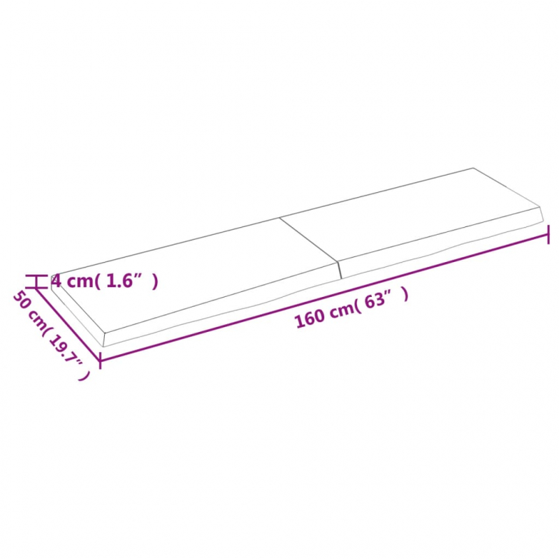 Waschtischplatte Dunkelbraun 160x50x(2-4)cm Massivholz