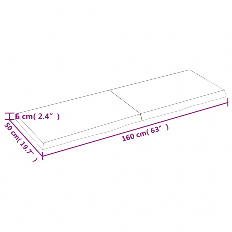 Waschtischplatte Dunkelbraun 160x50x(2-6)cm Massivholz