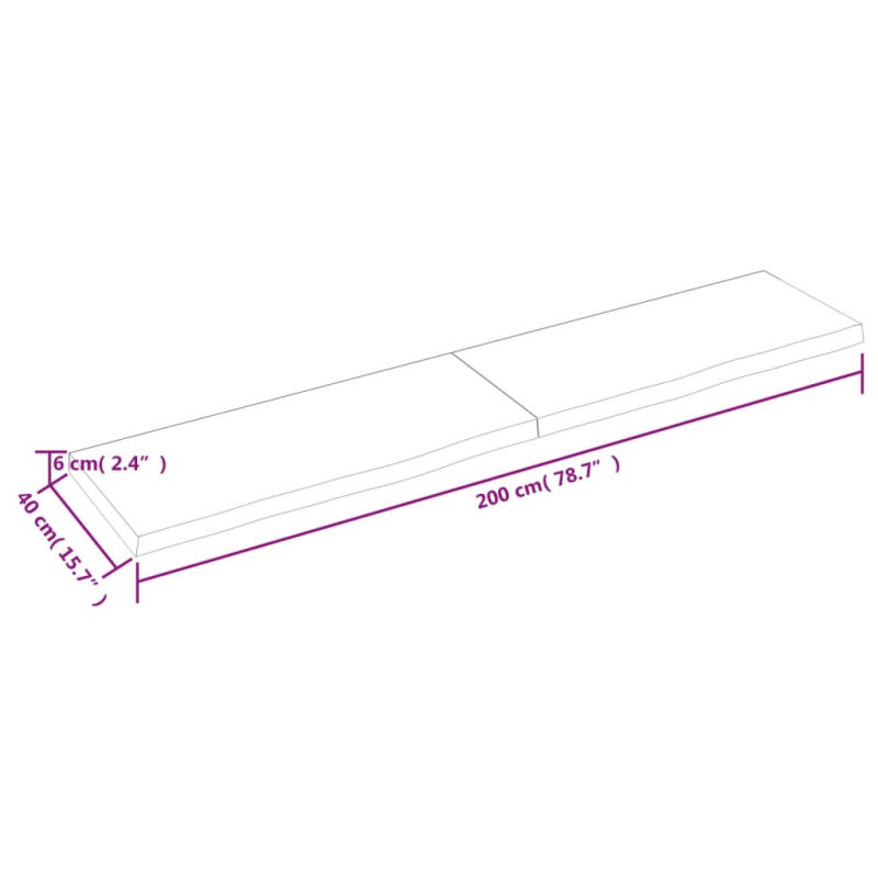 Waschtischplatte Dunkelbraun 200x40x(2-6)cm Massivholz