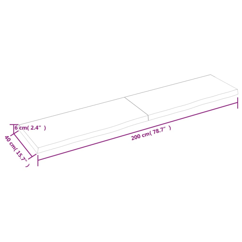 Waschtischplatte Dunkelbraun 200x40x(2-6)cm Massivholz