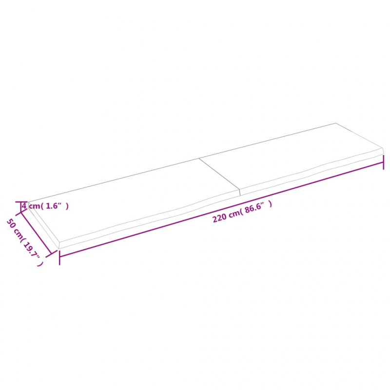Waschtischplatte Dunkelbraun 220x50x(2-4)cm Massivholz