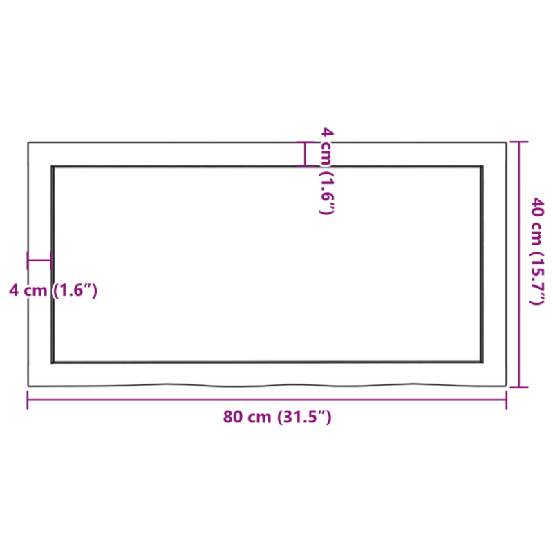 Tischplatte Hellbraun 80x40x(2-6) cm Massivholz Eiche Behandelt