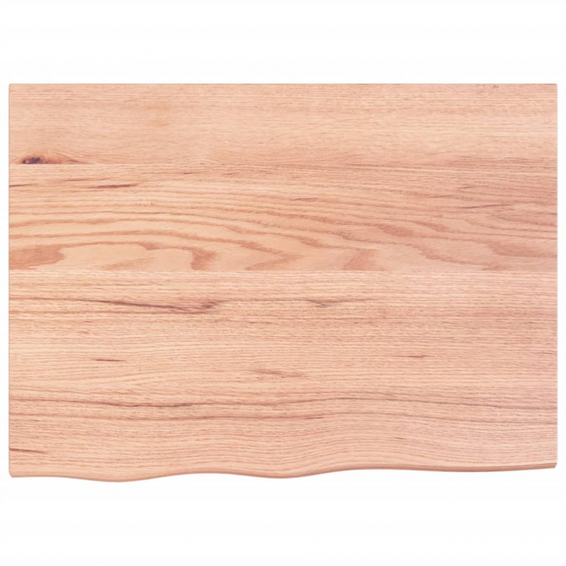 Tischplatte Hellbraun 80x60x(2-4) cm Massivholz Eiche Behandelt