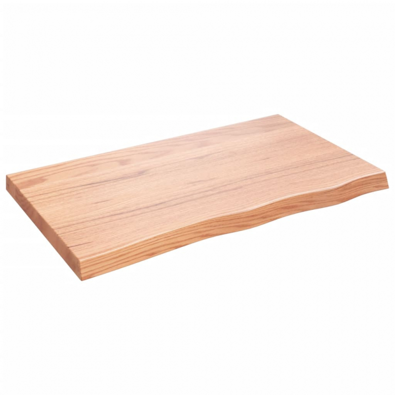 Tischplatte Hellbraun 100x60x(2-6)cm Massivholz Eiche Behandelt