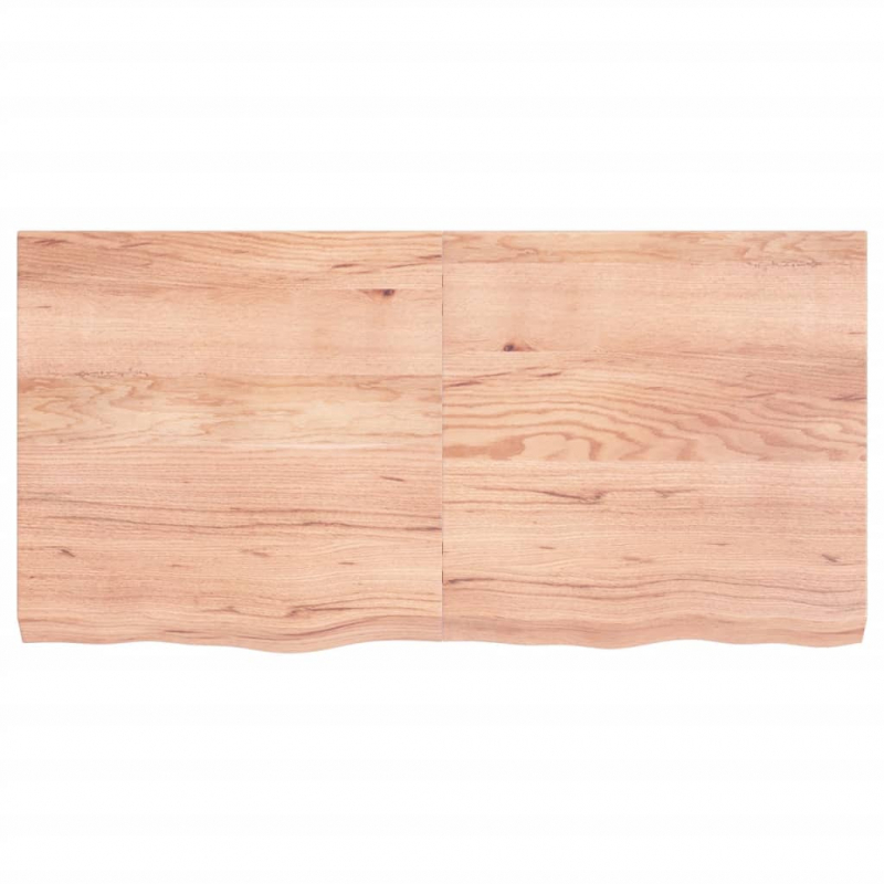 Tischplatte Hellbraun 120x60x(2-6)cm Massivholz Eiche Behandelt