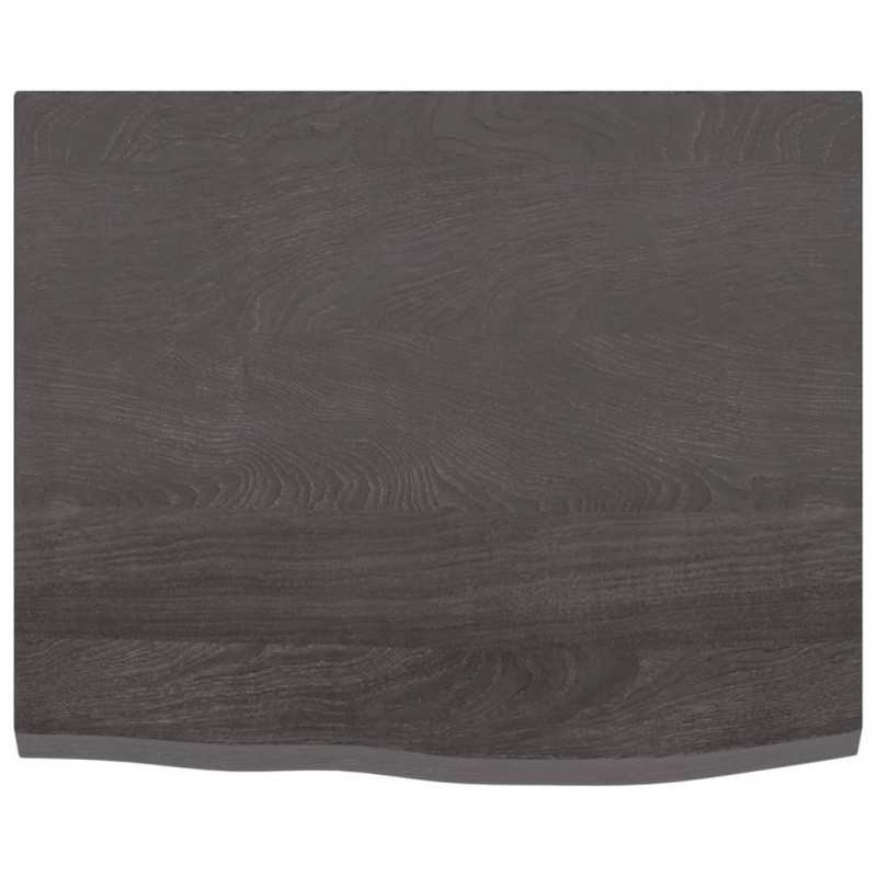 Tischplatte Dunkelbraun 60x50x2 cm Massivholz Eiche Behandelt