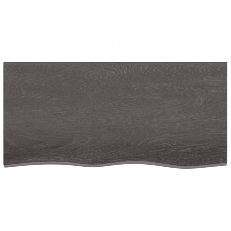 Tischplatte Dunkelbraun 100x50x(2-6)cm Massivholz Eiche