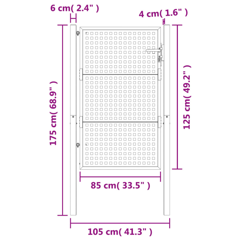 Gartentor Anthrazit 105x175 cm Stahl