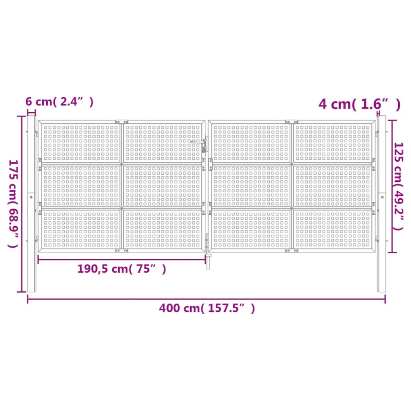 Gartentor Anthrazit 400x125 cm Stahl