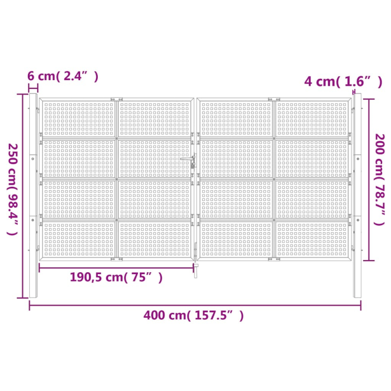 Gartentor Anthrazit 400x200 cm Stahl