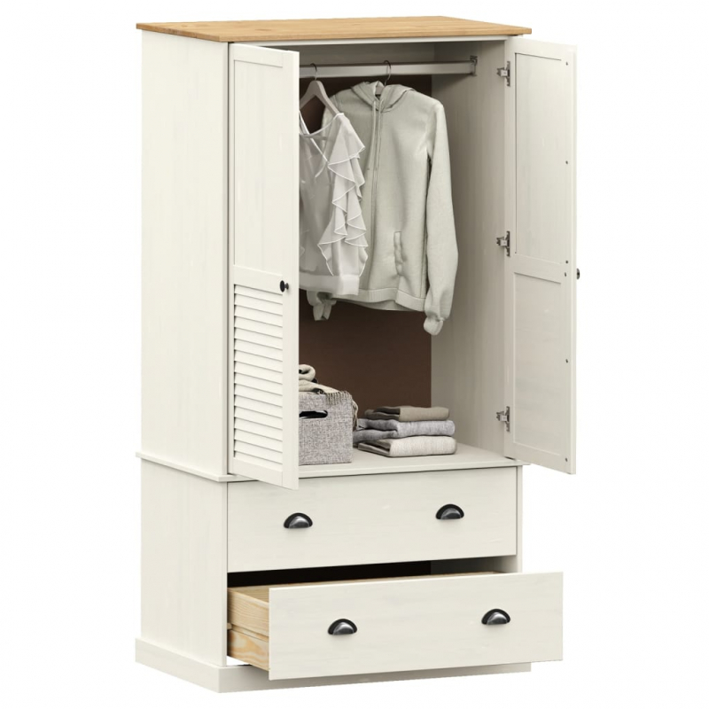 Kleiderschrank VIGO Weiß 90x55x170 cm Massivholz Kiefer