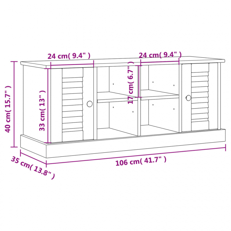 Schuhbank VIGO 106x35x45 cm Massivholz Kiefer