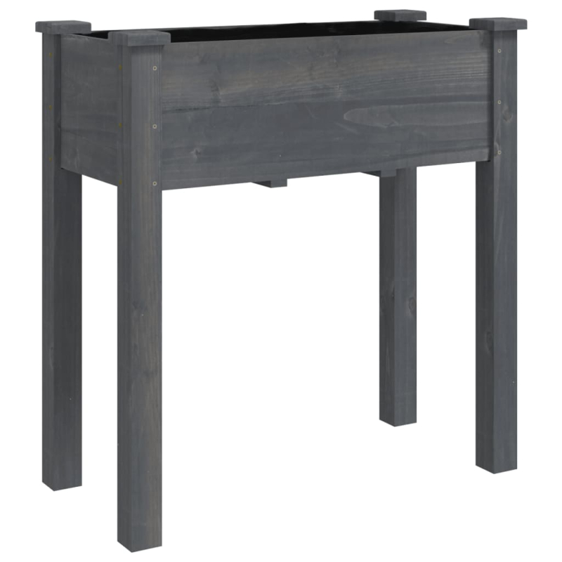 Pflanzkübel mit Einsatz und Rollen Grau 71x37x80 cm Tannenholz
