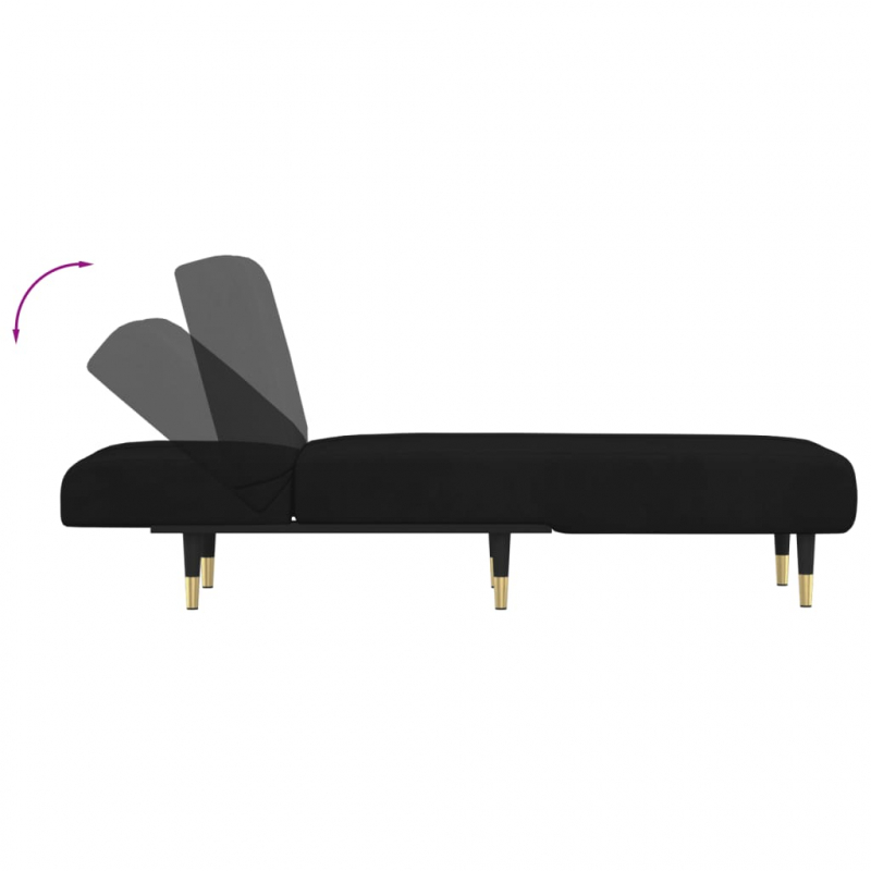 Chaiselongue Schwarz Samt