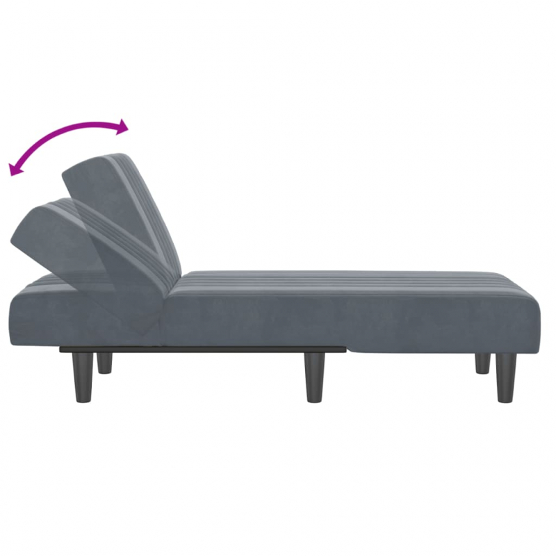 Chaiselongue Dunkelgrau Samt