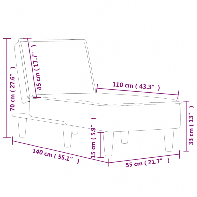 Chaiselongue Hellgrau Stoff