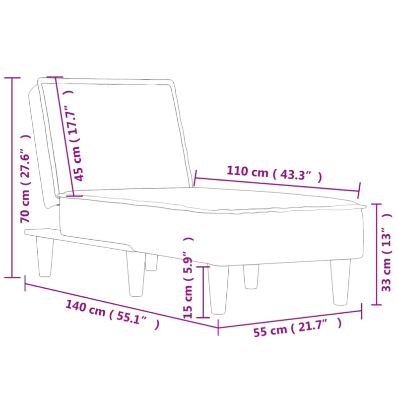 Chaiselongue Hellgrau Samt