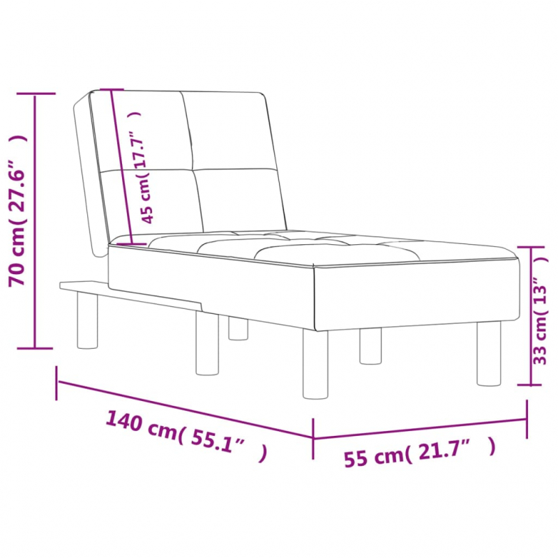 Chaiselongue Capuccino-Braun Kunstleder