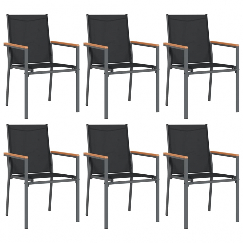 Gartenstühle 6 Stk. Schwarz 55x61,5x90 cm Textilene und Stahl