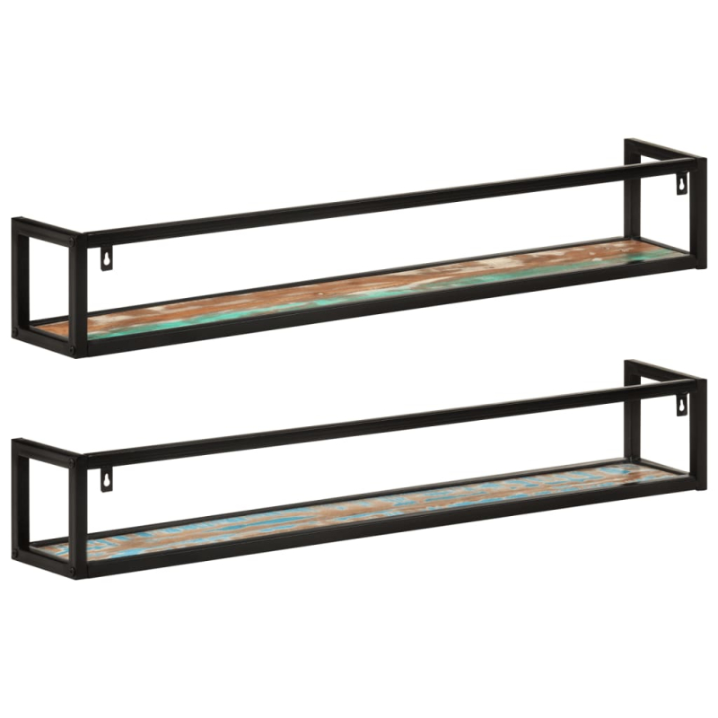 Wandregale 2 Stk. 110x17x17 cm Altholz Massiv und Eisen