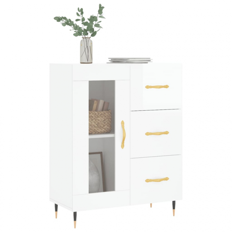 Sideboard Hochglanz-Weiß 69,5x34x90 cm Holzwerkstoff