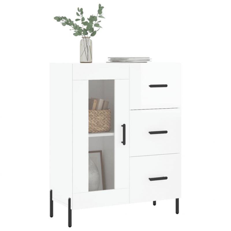 Sideboard Hochglanz-Weiß 69,5x34x90 cm Holzwerkstoff