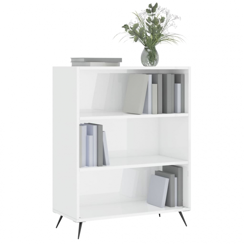 Bücherregal Hochglanz-Weiß 69,5x32,5x90 cm Holzwerkstoff