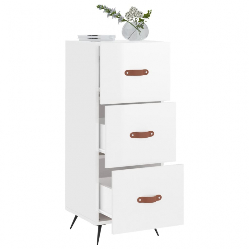Sideboard Hochglanz-Weiß 34,5x34x90 cm Holzwerkstoff