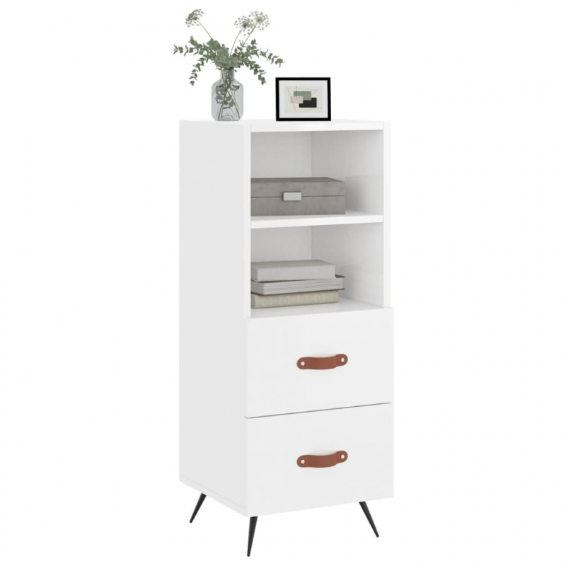 Sideboard Hochglanz-Weiß 34,5x34x90 cm Holzwerkstoff