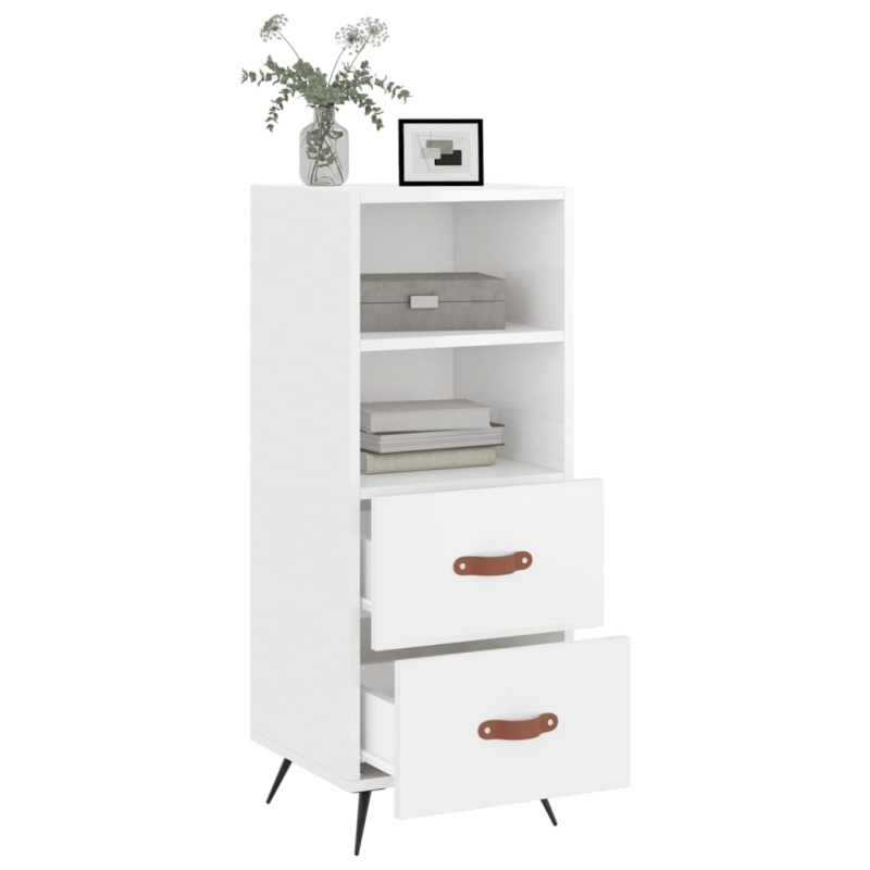 Sideboard Hochglanz-Weiß 34,5x34x90 cm Holzwerkstoff